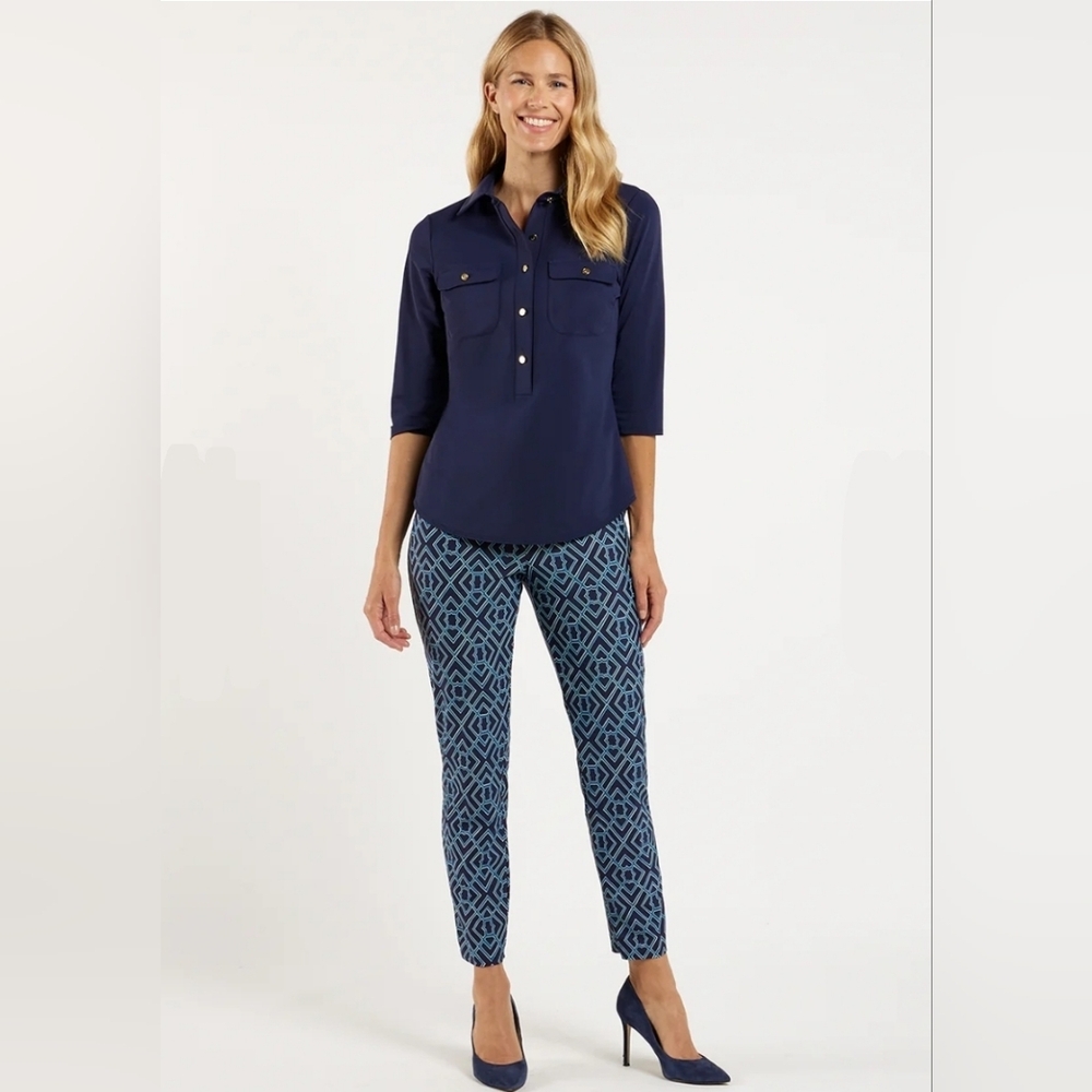 Small Jude Connally Lucia Pant Jude Cloth Garden Lattice Navy Peacock